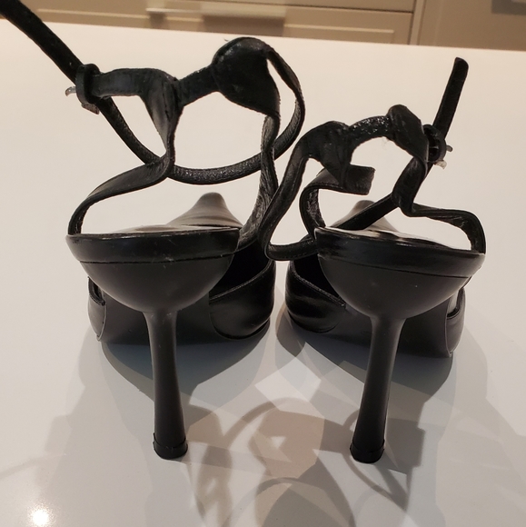 Black Leather Ankle Strap Heels - New - Picture 4 of 7